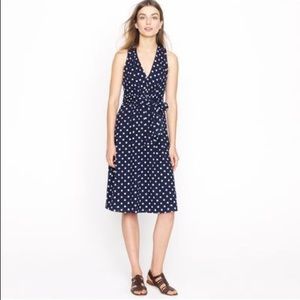 J. Crew Elinor Dress in Polka Dot Cotton Linen Navy 2